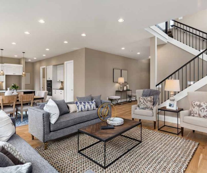 living room in newly constructed luxury home